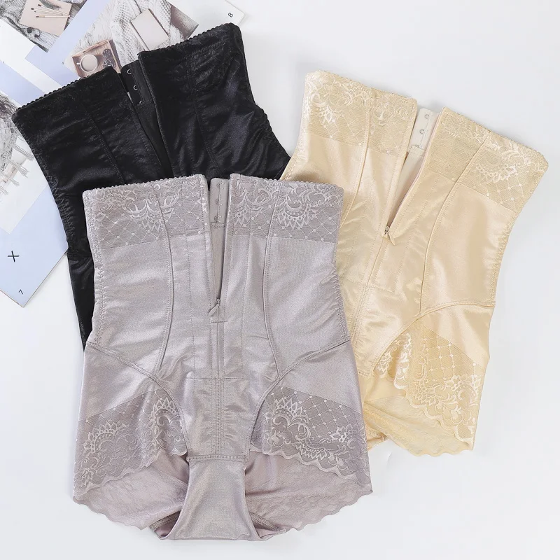 Lace Postpartum High Waist Belt Zipper Body Shaping Panty Lifting Butt Women Bodysuit Tummy Control Shaped Panties