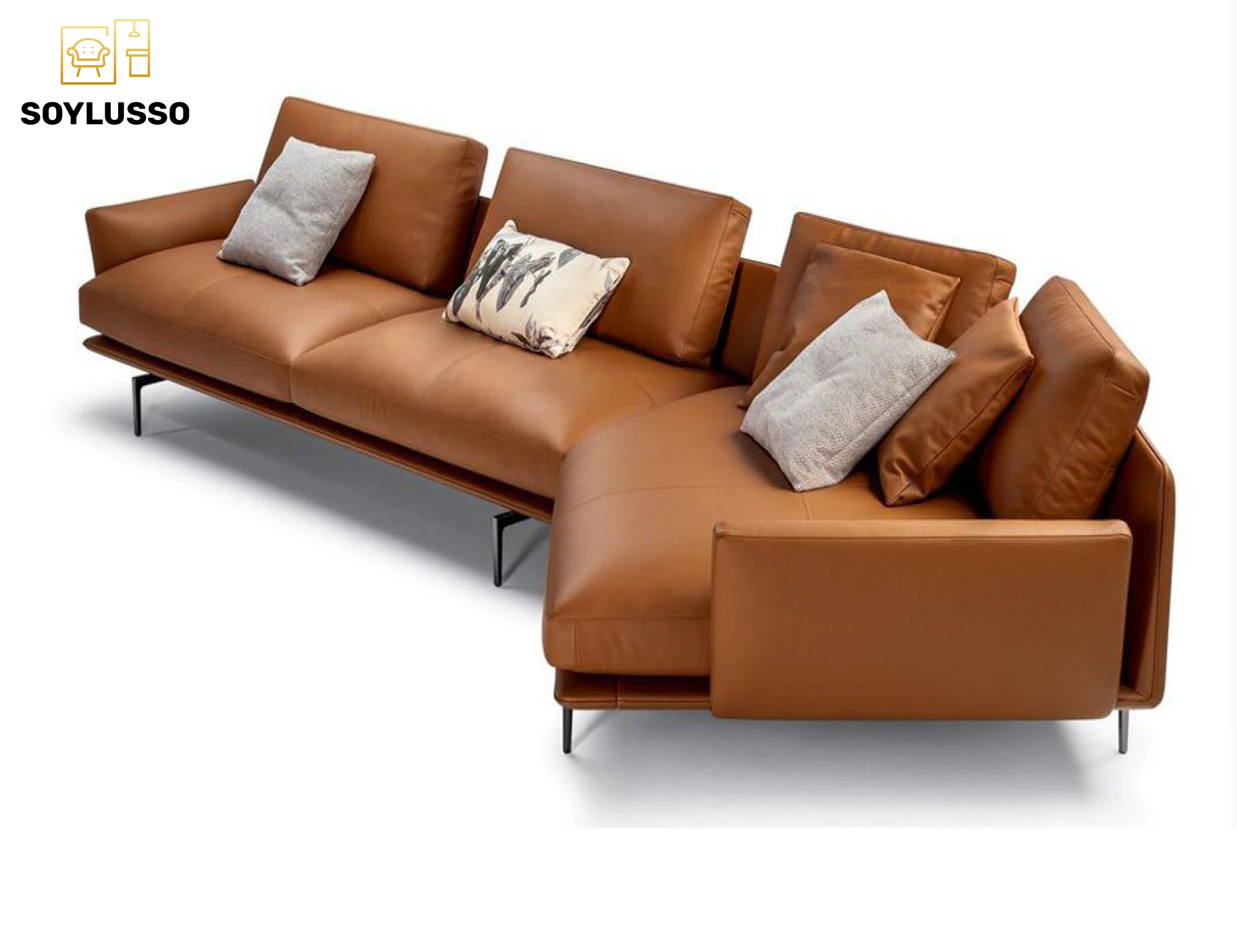 New attractive simple classic durable high end U shaped French leather floor sofa set living room furniture