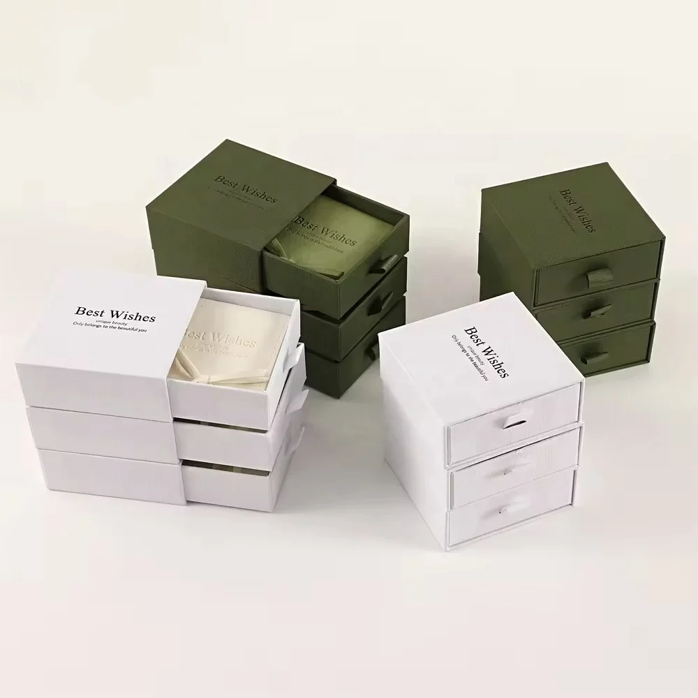 Jewelry Box with Pouch Necklace packaging Jewelry Box with logo Microfiber Jewelry Bag Pouch Drawer Necklace Earring Box