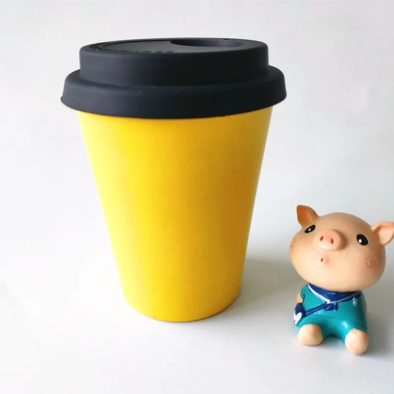 Eco Friendly Nature Material Reusable 450ml 16oz PLA Tea Coffee Mug Travel Mug Take Away Bamboo Fiber Mug Melamine Free