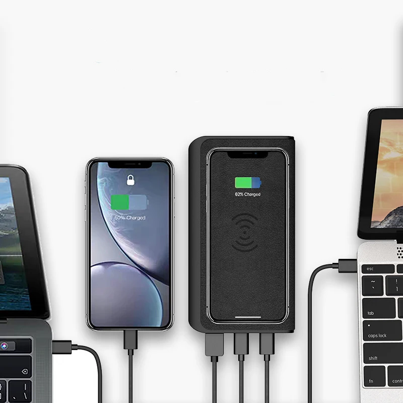 Wholesale Low price big capacity LED display portable mobile charger for laptop wireless power bank pd 100w for smartwatch