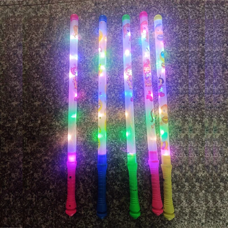 Wholesale 48cm Light Up Plastic Glowing Magic Wand Product Carton Foil Concert cheer stick Halloween festive & party supplies