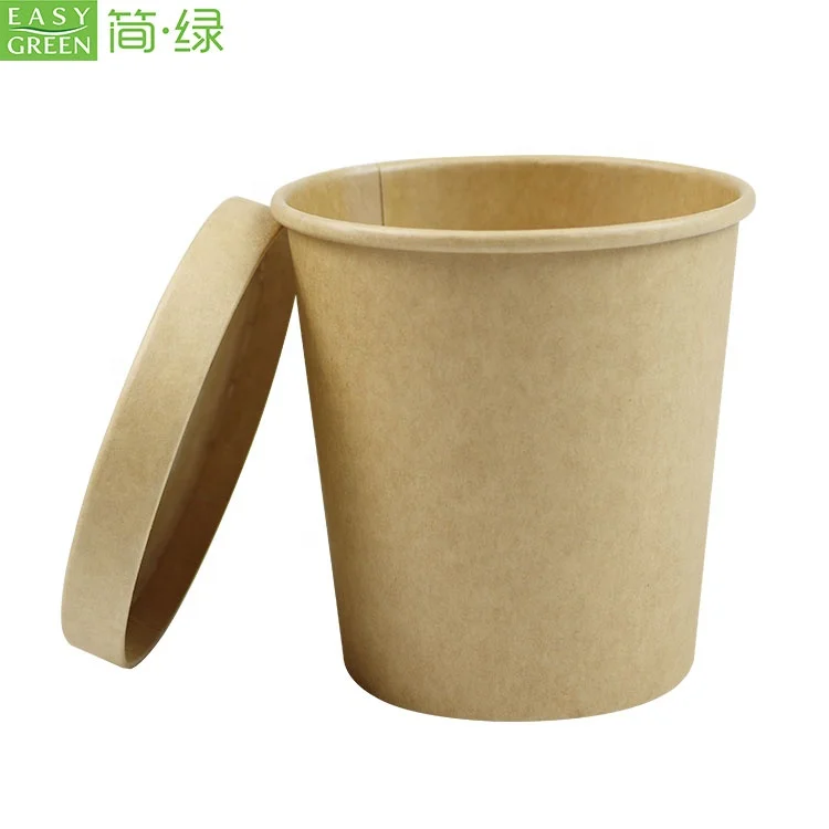 Легкая Зеленая горячая Распродажа одноразовые 32 унции Compostable крафт-бумаги миски с PP