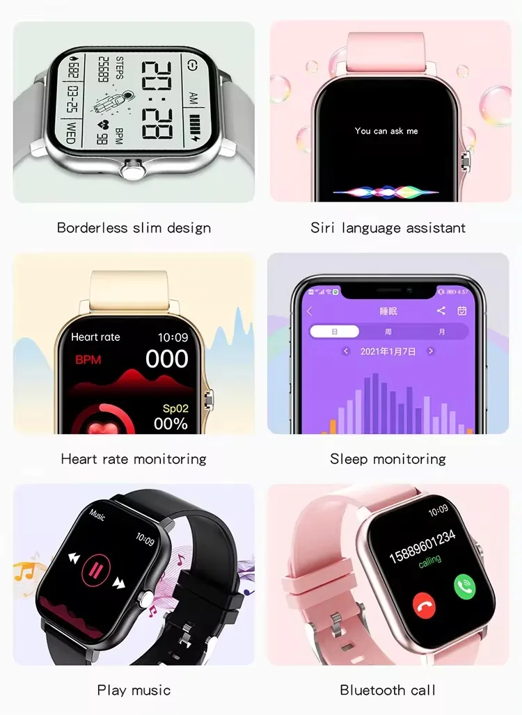 2024 Hot Selling Y13 Smart Watch Fitness Waterproof Bt Smart Watch Watches Big Screen Men Manufacturer Custom Reloj Inteligente