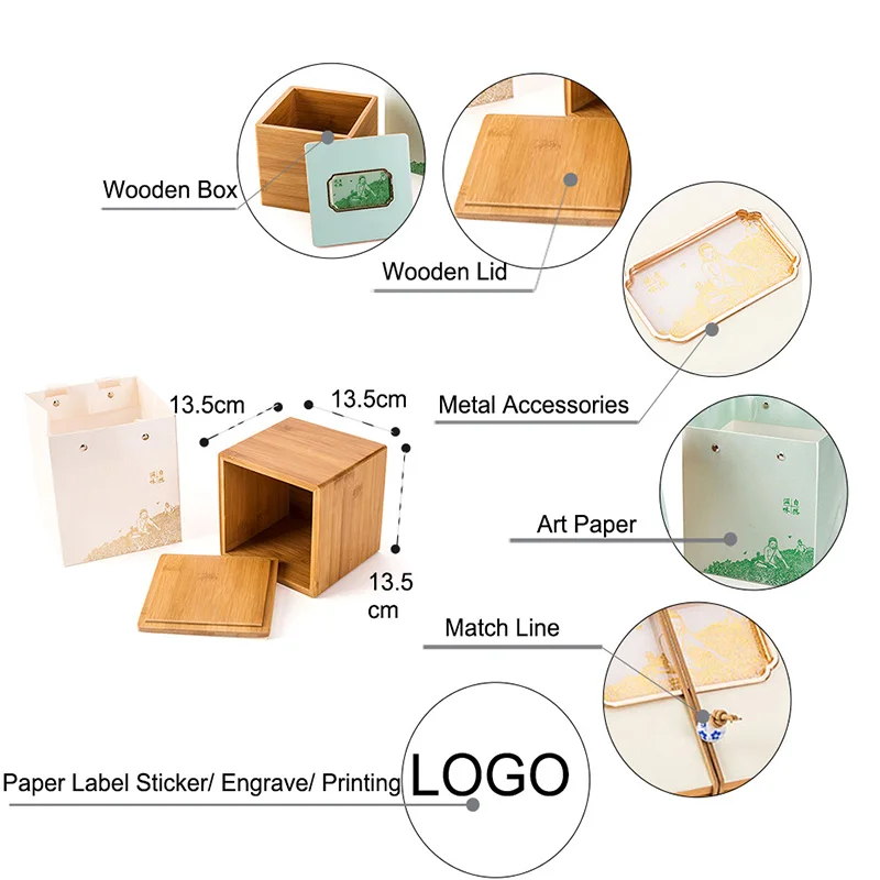 Star Packaging Hand Made Flat Folding Cardboard Packaging Paper Bag Wooden Gift Box