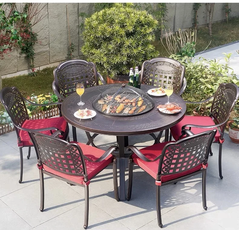 factory outlet  Restaurant Resort BBQ Metal Aluminum Alloy Dinner Patio Outdoor  Picnic Dining Camping Barbecue Garden Tables