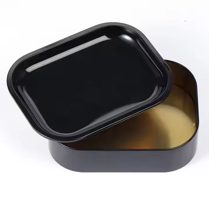 Factory Custom LOGO Metal Rolling Tray 18*14 cm Tin Box Cigarette Gift Candy Mint Packaging Storage Metal Box with Tray Lid