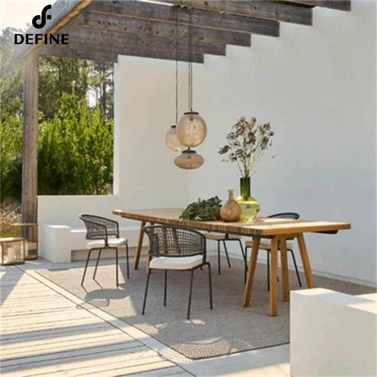 Nordic Modern Design Commercial Rattan Backrest Armrest Metal Leg Leisure Chair For Hotel Outdoor Furniture Garden Cafe Balcony