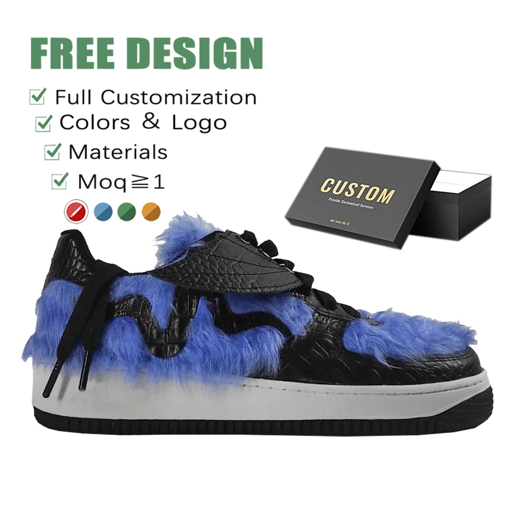OEM Sneakers Customizable Wholesale Fur Chunky Air 1 Cheap Name Brand Designer Full Custom Logo Trainers Walking Shoes Men