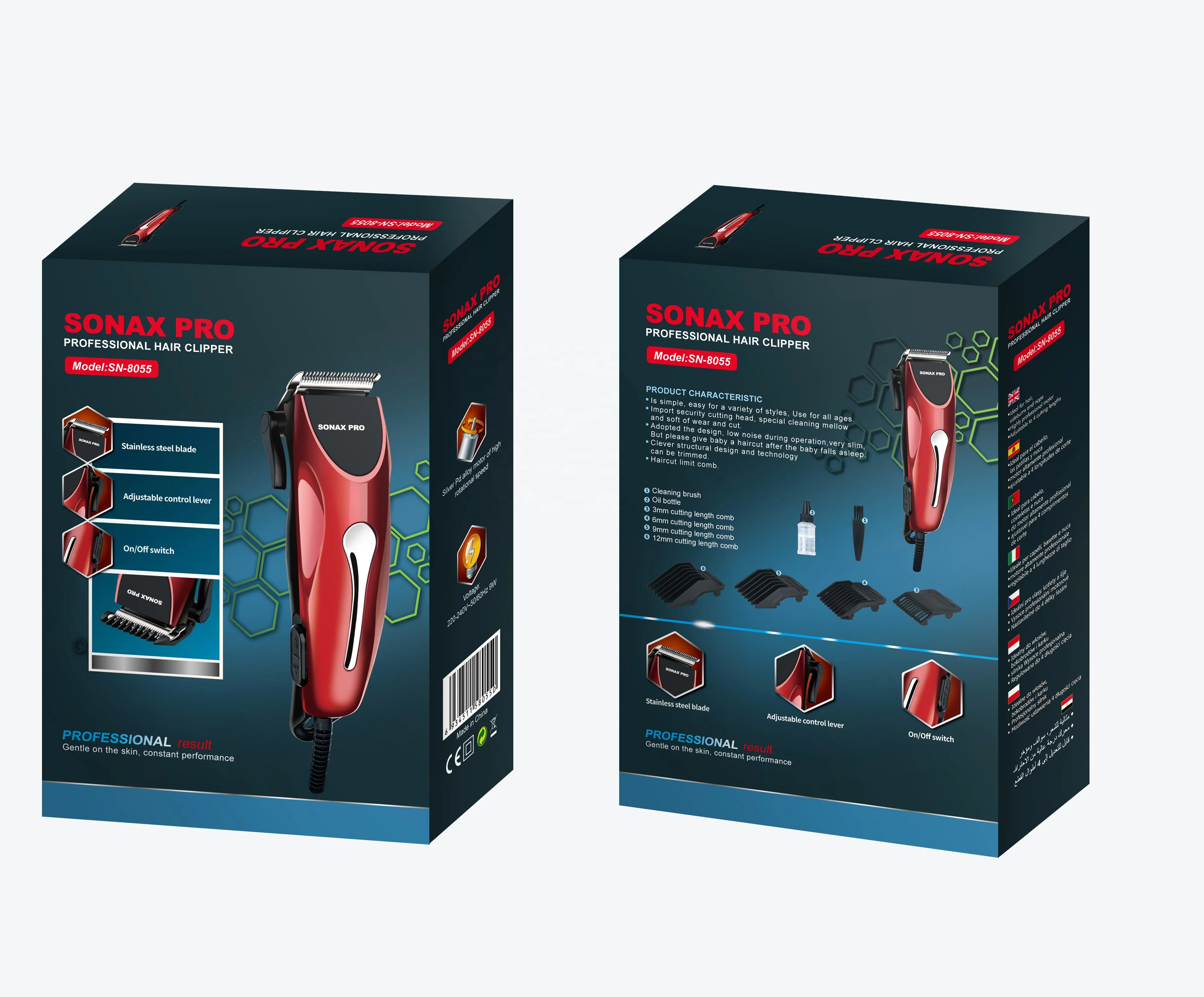 Best Quality SONAX PRO 8055 Rechargeable Private Label Provided Professional Hair Trimmer for Men