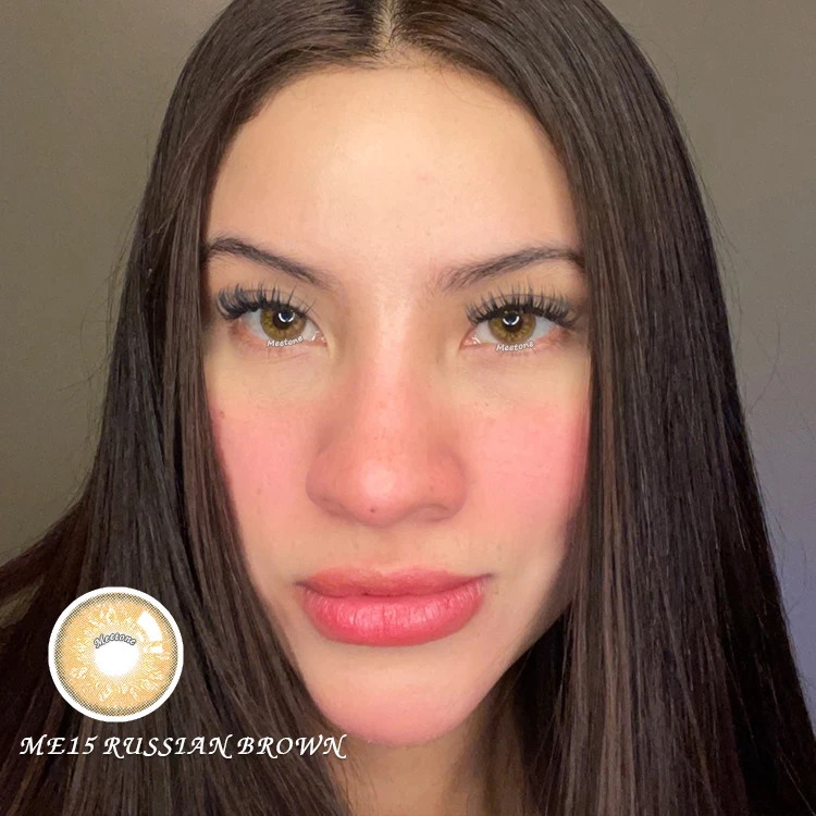 Cheap price wholesale Meetone Russian Brown Gray Blue fresh cosmetic color eye 3 tone prescription contact lenses