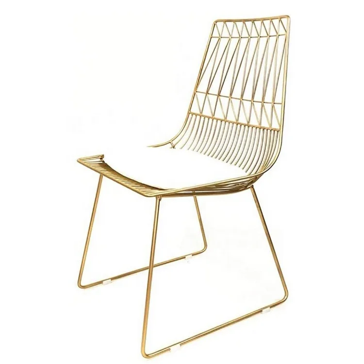 Free Sample Metal Gold Dining Steel Mesh Iron Black Outdoor Wire Chair
