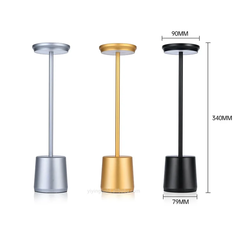Simple LED Rechargeable Touch Metal Table Lamp Three Colors Bedside Creative Ambient Light Bar Outdoor Decoration Night Light Si