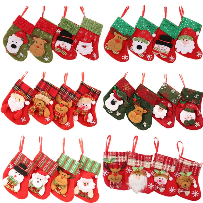 
Factory Direct Wholesale Tree Hanging Sock Craft Mini Candy Gift Bag Sock Pendant For Christmas Decoration stocking 