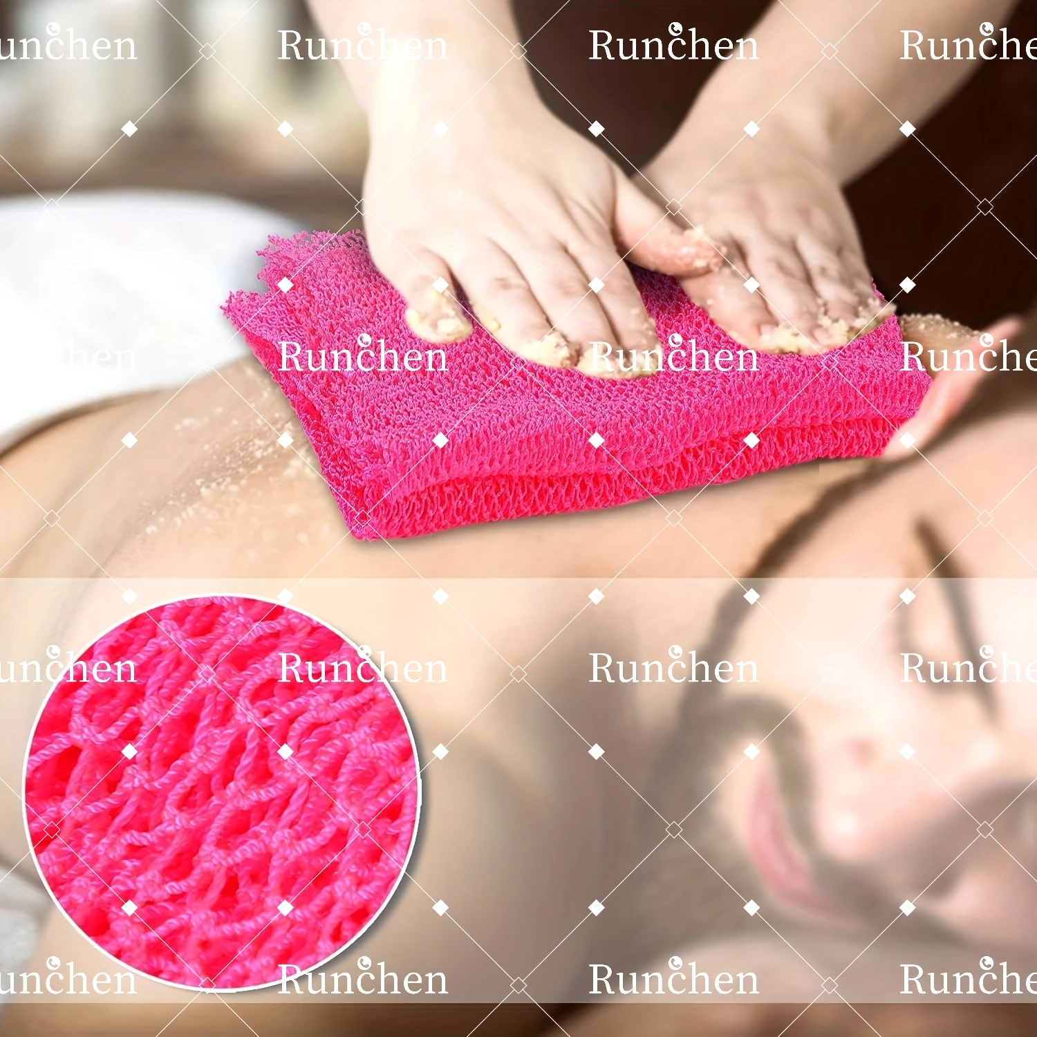 Private label exfoliating african net sponge exfoliating back scrub long net body sponge cloth body scrubber
