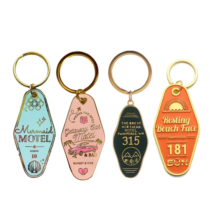 Manufacturers Metal Custom LOGO Lase Vintage Motel Keychain Soft Hard Enamel Hotel Key Chain Keyring Llavero Keychains  Gift