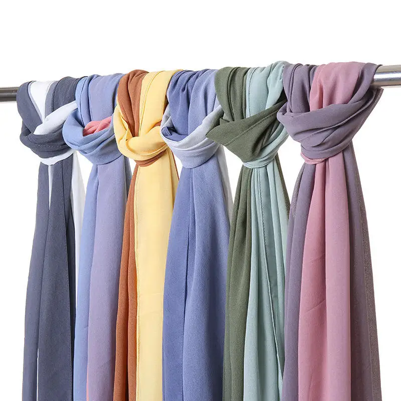 Patchwork Color Plain Long Instant Chiffon Hijab With Gradual Change Of Color Shawl Scarf hijab