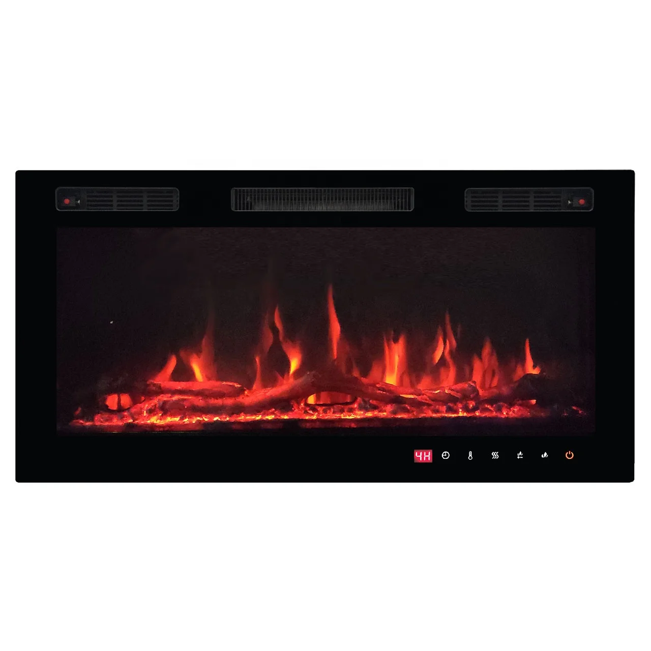 36 INCH WALL MOUNTED FIREPLACE WITH 10 FLAME COLORS WIFI CONTROL & BLUE TOOTH SPEAKER