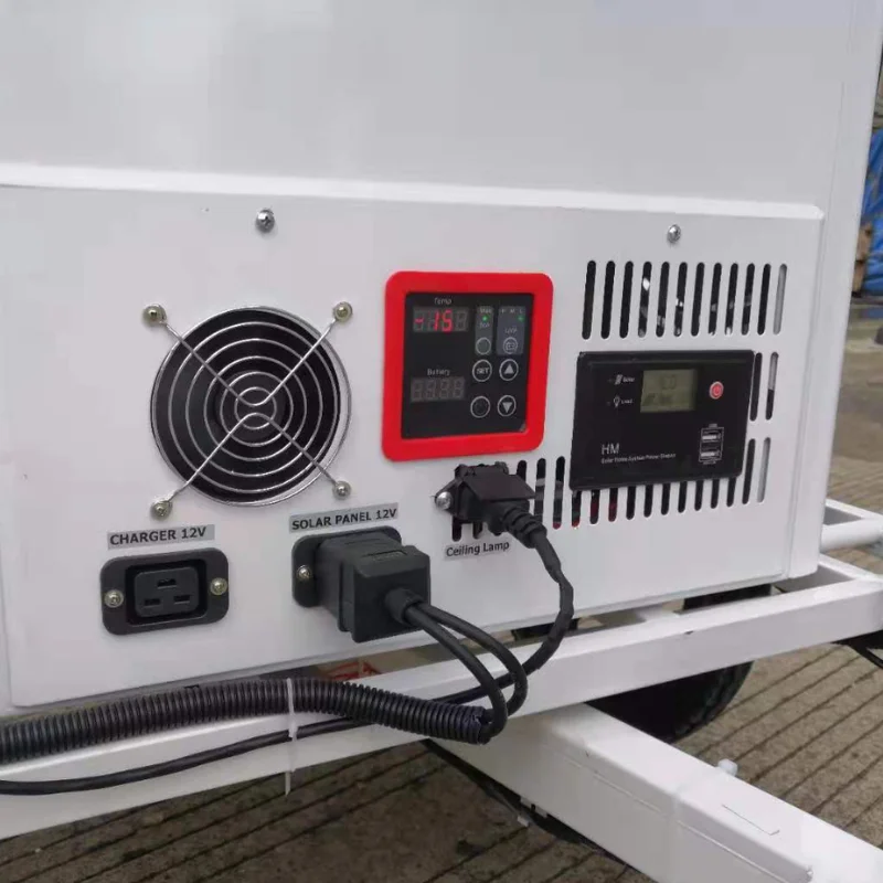 108L Ice Cream Trolley Solar Freezer With Electric Bike Solar Panel  Li Battery  Solar Controller Full Set