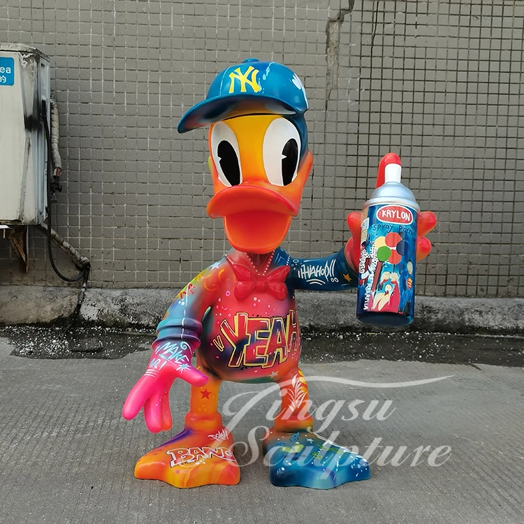 Modern design indoor decor graffiti colorful custom size duck statue resin sculpture home decoration