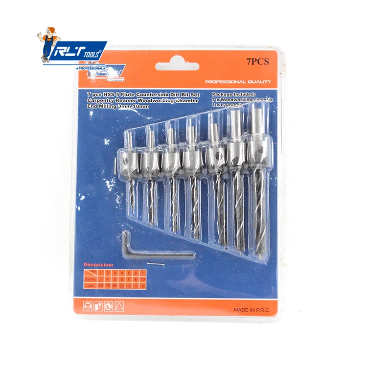 Rlt TOOLS RLT Tools HSS Drill Bits Set 3mm-10mm High Speed Steel Wood Drilling Countersink Drill Bit