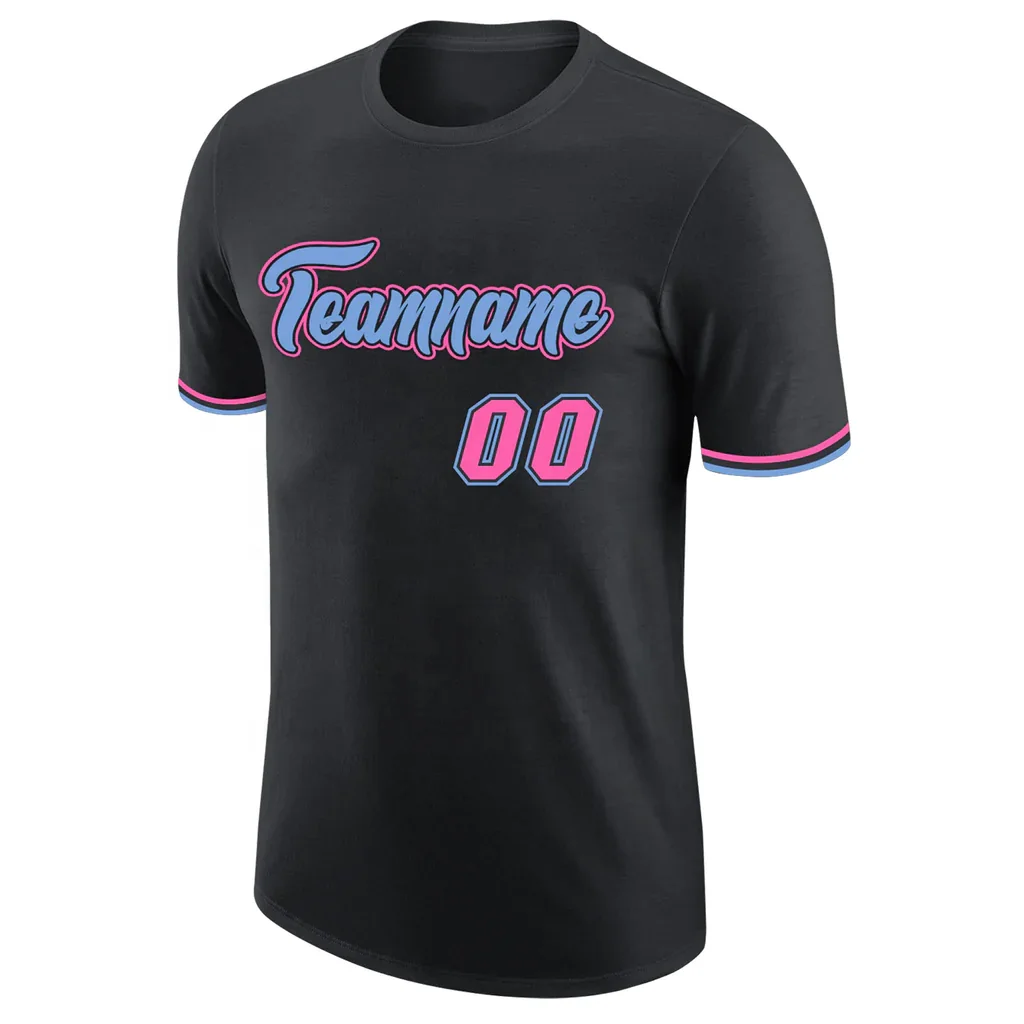 Custom Miami Pink Black  Blue Performance print  T-Shirt