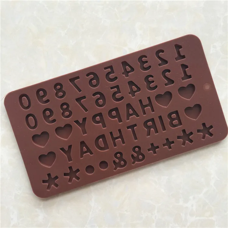 Saffron happy birthday Silicone Numbers Chocolate Molds silicon cake decorating mold Homemade cake age letters heart