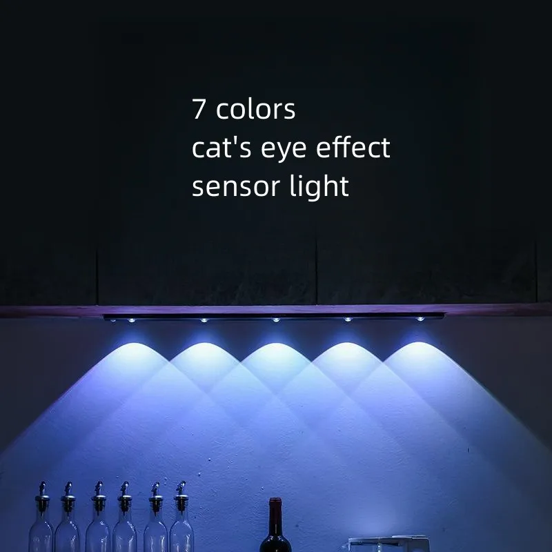 Датчик человеческого тела со светодиодным перезаряжаемым «кошачьим глазом» беспроводное крыльцо винная лампа под шкафом светодиодная