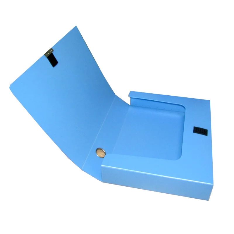 Blue folding data file box pp plastic 5cm ledger storage office file bag black waterproof archive button file box