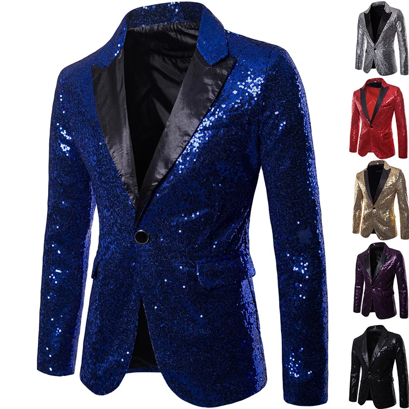 gold sequin suit host emcee dress men blazer
