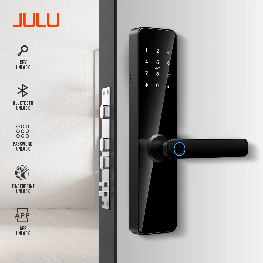 Шэньчжэнь Julu умный дверной замок заводской алюминиевый передний биометрический Wi-Fi цифровой отпечаток пальца дверной замок TTlock
