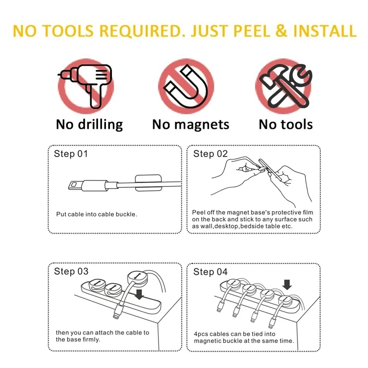 Magnetic Charging Cable Holder Silicone Tpe Cable Organizer Plastic Cable Holder