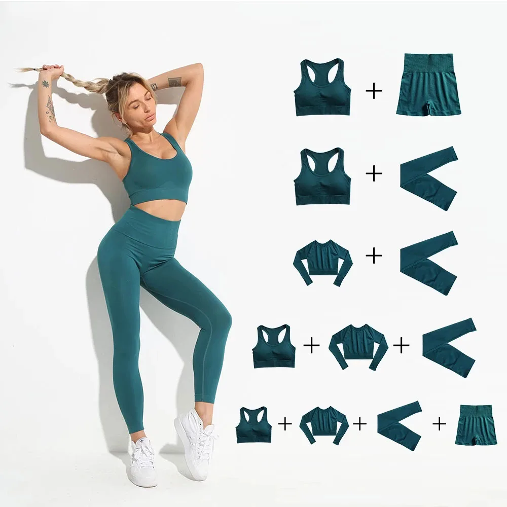 Wholesale Custom Womens Exercise Workout Sports Apparel  3 Piece Seamless Yoga Set and Gym Leggings for Women Sets