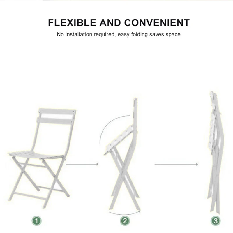 Garden Iron Frame Furniture Sets Colorful Folding Chairs and Tables for Balconies with White Pink Green and Blue Options