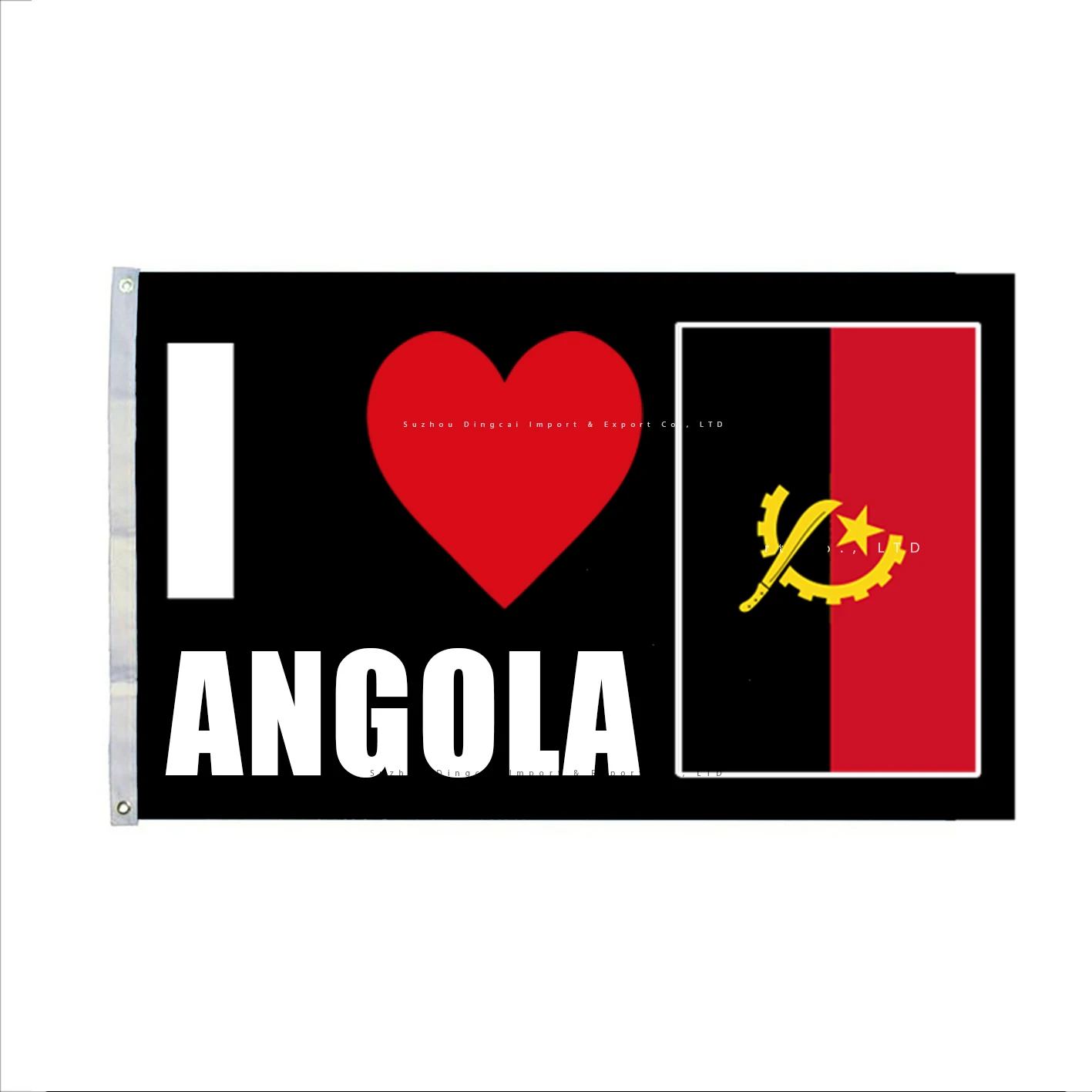 Wholesales 3x5ft I love ANGOLA     Flag with 2 Grommets