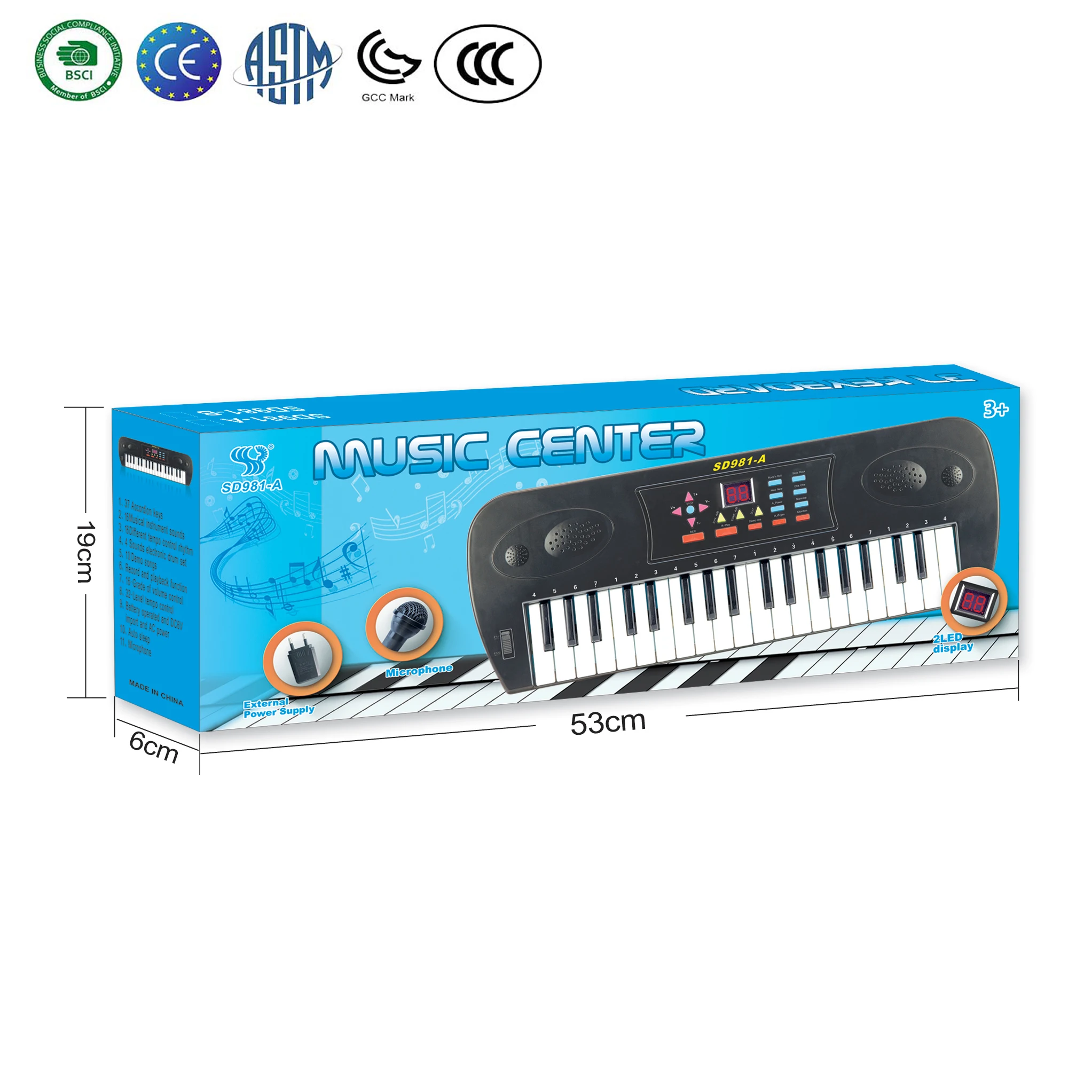 2021 popular 37 key digital synth Toy teclado musical  670 kids organo piano musical with microphone