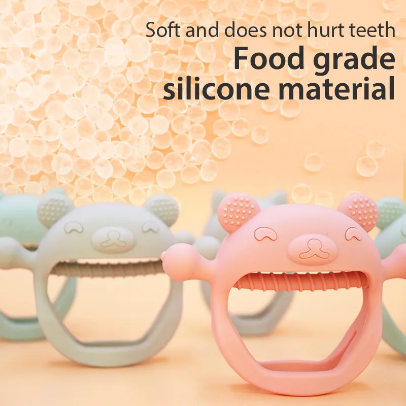 Silicone Baby Kids Toys Cute Bear Silicone Baby Gloves Teether