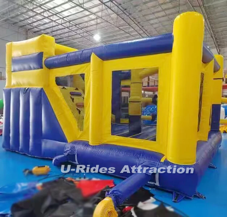 yellow and blue color PVC material customized cartoon blow up jumping house minion inflatable bouncer for kids