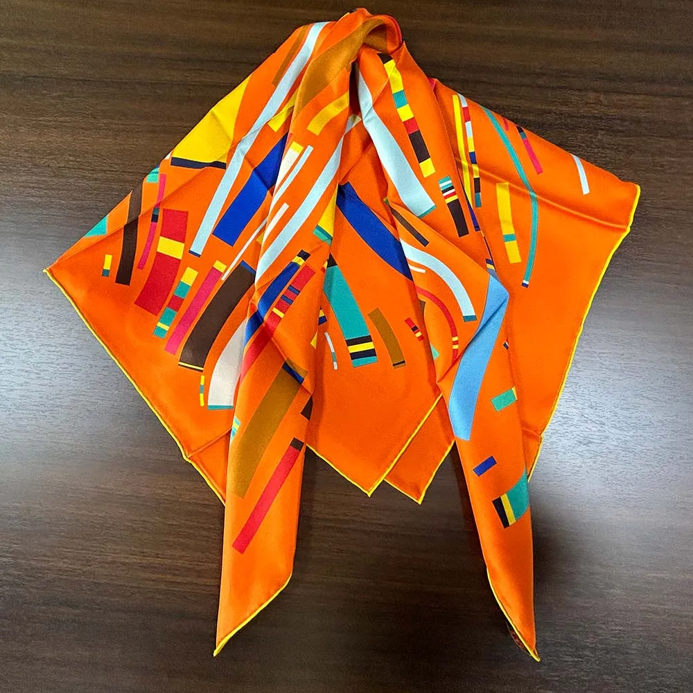 Mulberry Silk Twill Scarf Shawls 90Cmx90Cm Double Side Digital Print Head Scarf for Women