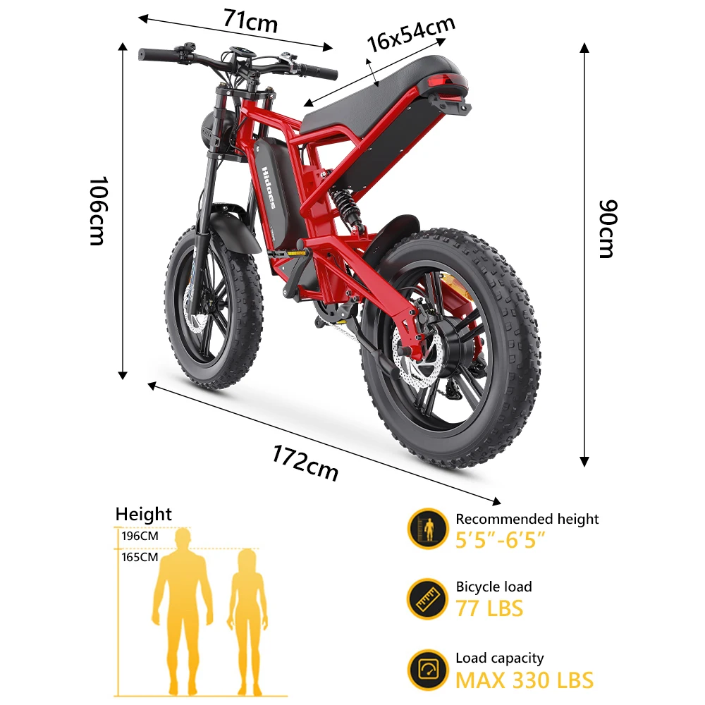 Прямая поставка Hidoes B6 48 В 1200 Вт E-Bike EU US UK склад горячая распродажа 20 колесный горный велосипед толстый стальной литиевый аккумулятор