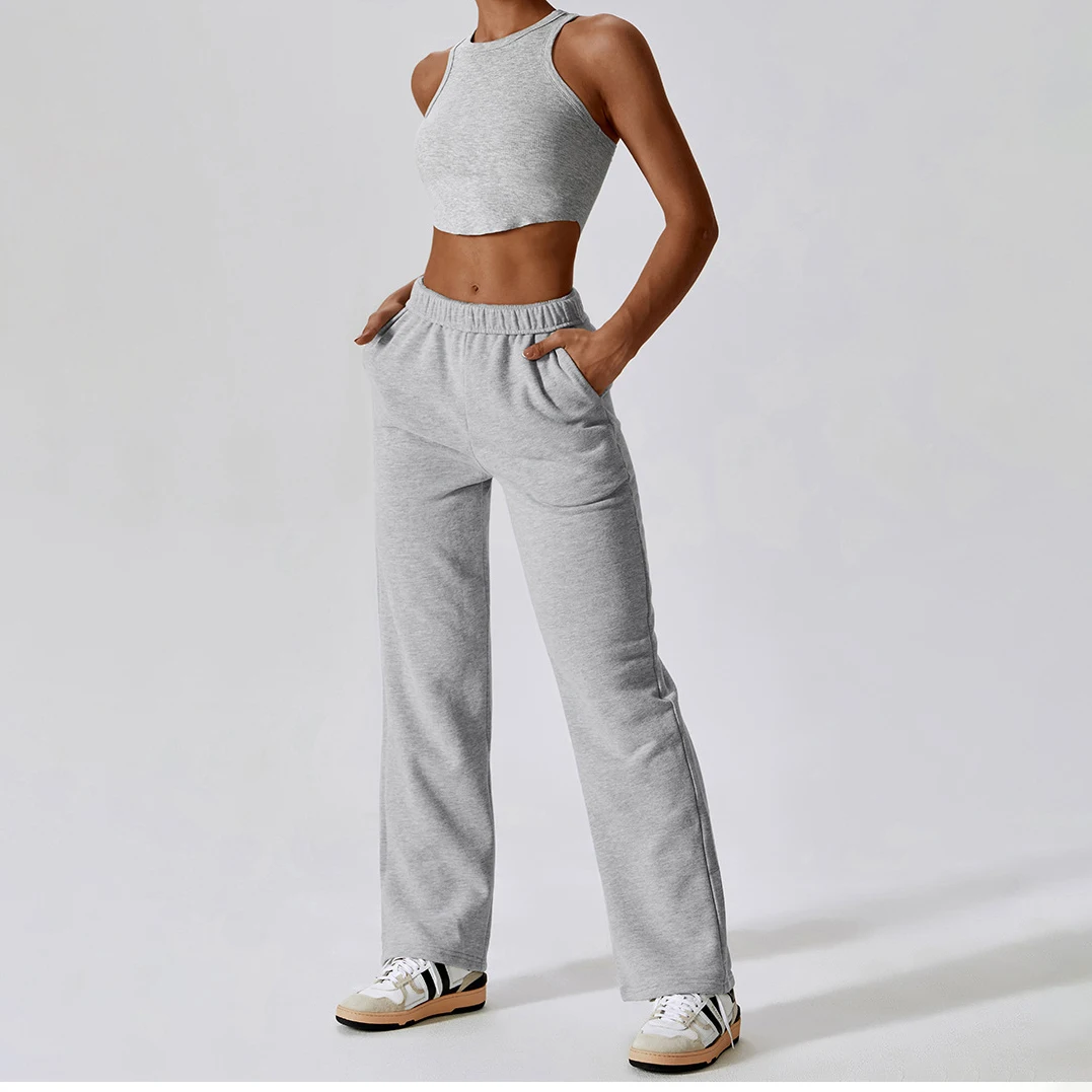 YIYI Autumn With Fleece Jogger Pants 4pcs Workout Sets High Quality Warm Gym Fitness Sets Fashion Tops Women Gym Clothes Set