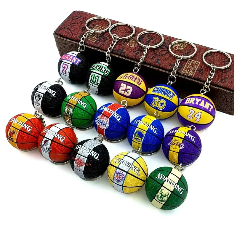 Hot Sale Basketball Team Keychain 3D Mini Super Star Kobe James Curry Harden Durant Plastic NBA Basketball Keychain