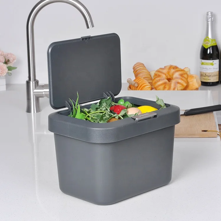 HANGSHAU Victory Home 5l Square Indoor Stainless Steel Kitchen Filter For Countertop Food Compost Bin