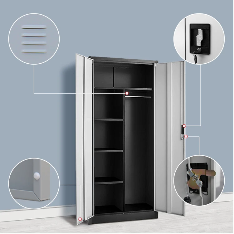 New design almirah steel hotel equipments bedroom cheapest wardrobe free shipping clothes closet locker almari storage wardrobe