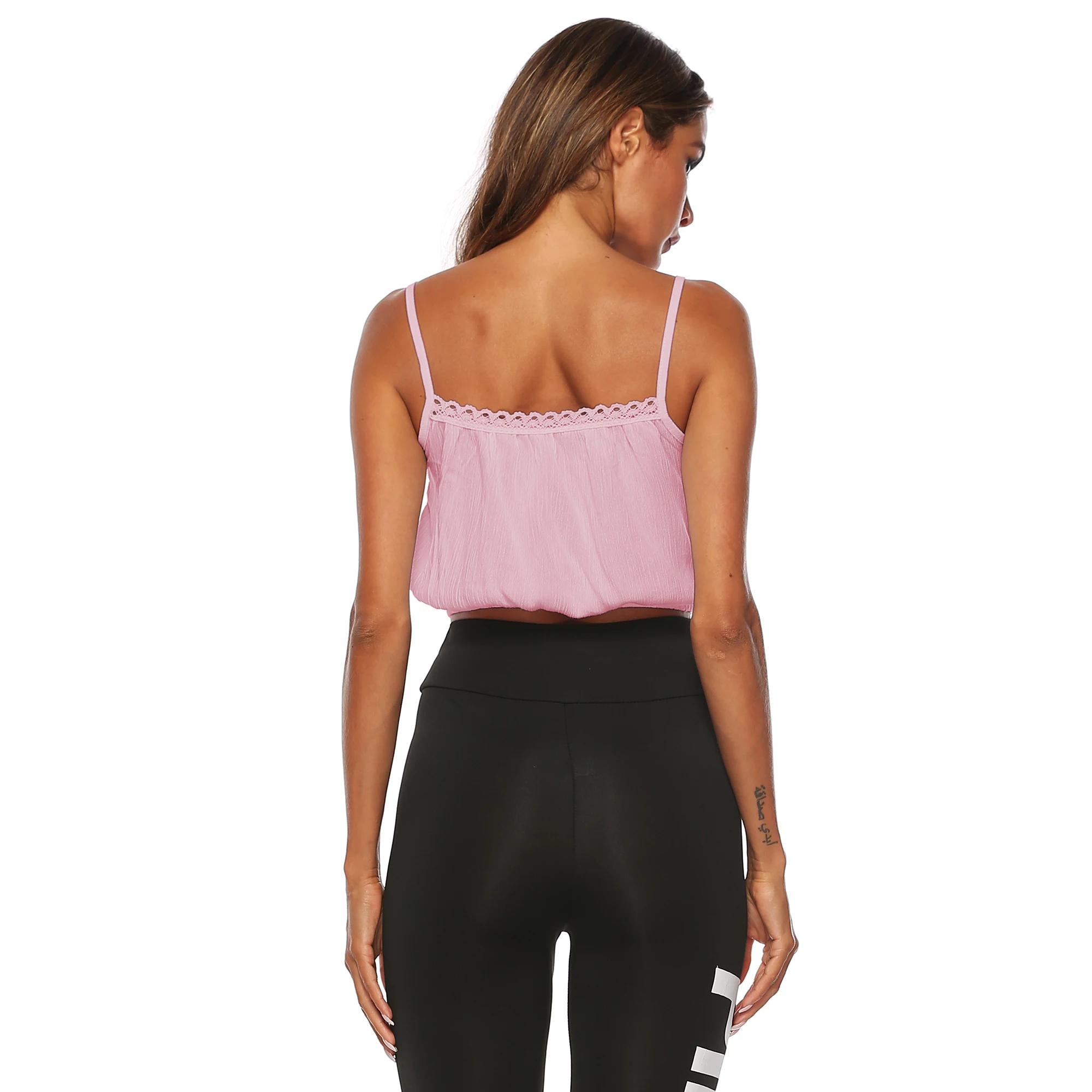 Women Sexy Lace Solid Vest Custom Beach Short Blouse Crop Top