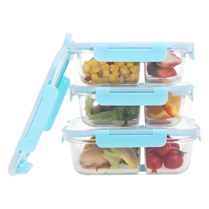 High Quality Plastic Microwave Heating Buckle Glass Lunch Box Food Container Special Office Workers 12-Piece Set