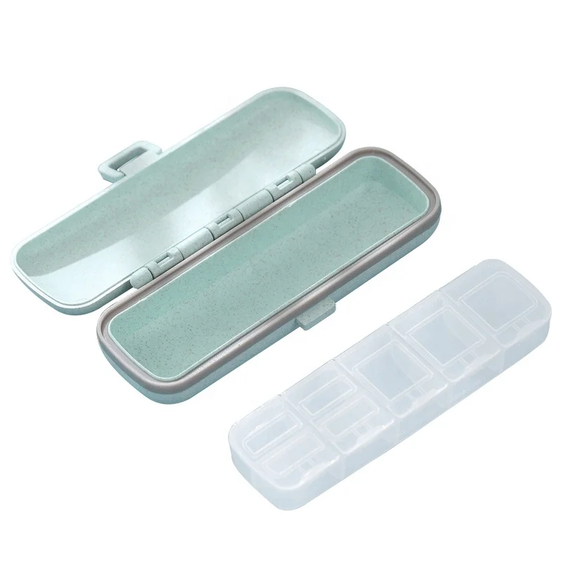 WORTHBUY Wheat Straw material Weekly Portable Medicine Box Daily Pill Case Kitchen Storage Container Pill Organizer