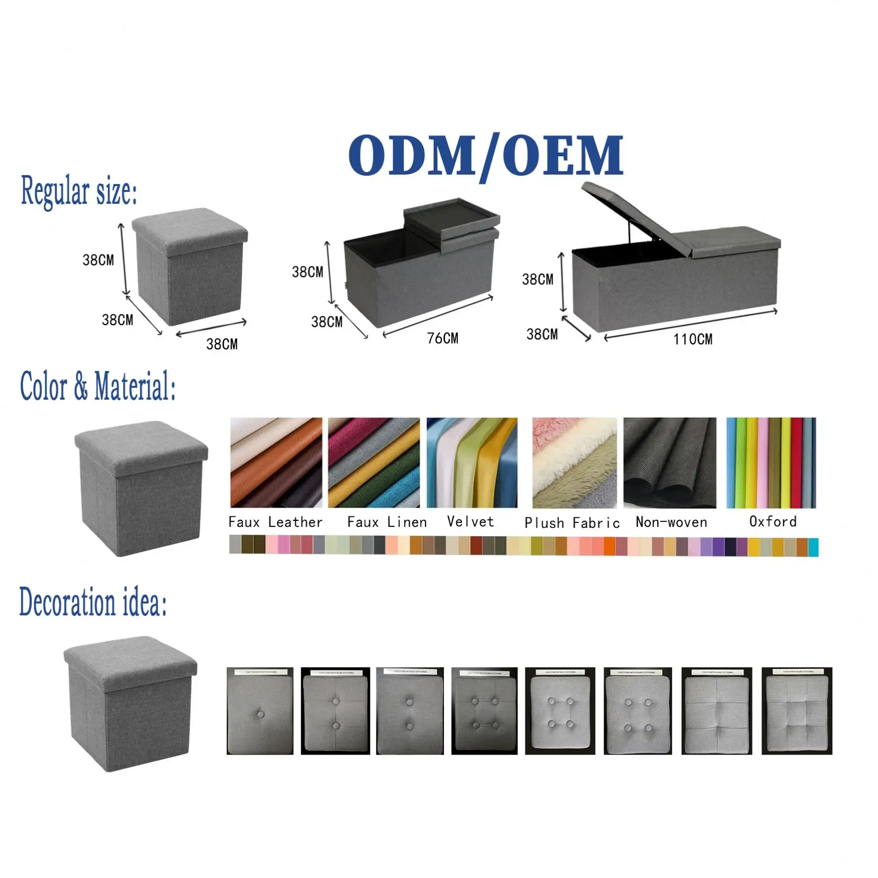 Modern Leather Ottoman Multifunctional Customized Ottoman With Storage For Living Room