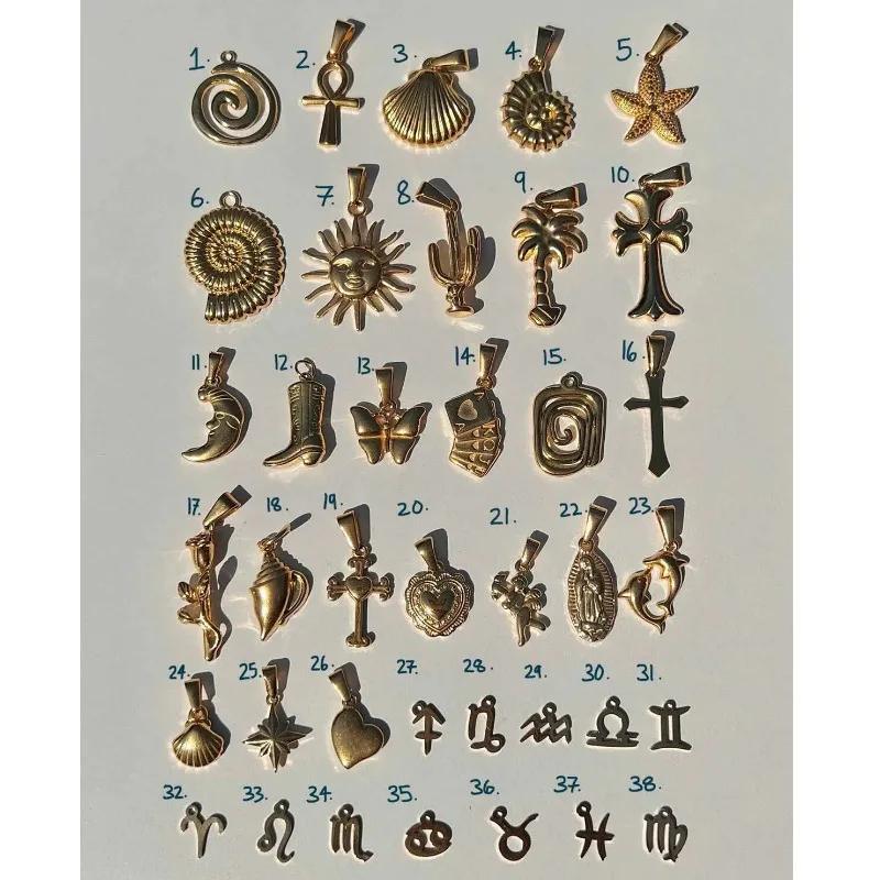 Gold Necklace Non Fading Cross Starfish Cowboy Boots Pendant Necklace Twelve zodiac jewelry for women