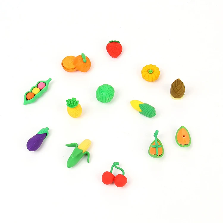 fancy cute japanese stationery eraser set tpr 3d kids rubber fruit erasers